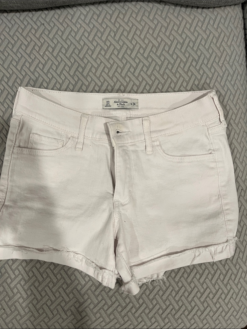 Abercrombie & Fitch White Denim Cutoff Shorts with Raw Hem